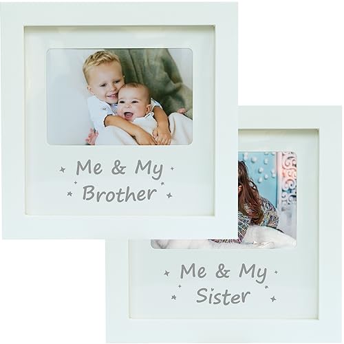 Image of HAMUIERS Brother and Sister Picture Frame, Sibling Picture Frame, Baby Keepsake Picture Frame, Little or Big Brother Sister Gift, Nursery Décor, Brother and Sister Frame Set of 2