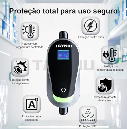 TAYNIU SmoothPro Carregador EV Portátil 7KW 10A 13A 16A 24A 32A Ajustável Estação Carro Elétrico Por