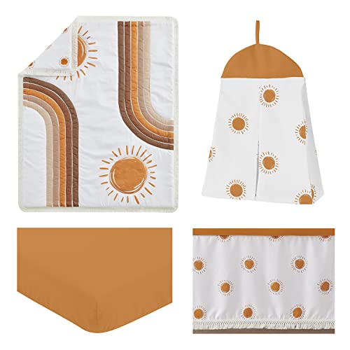 Sweet Jojo Designs SUN-WH-PM-CRIB-4 Rainbow Vintage Boho Sun Baby Boy Girl Nursery Crib Bedding Set Pumpkin Rust Orange Taupe Brown And White Bohemian Sky Desert Sunshine Nature Minimalist Gender Neutral Retro Arches thumb #1