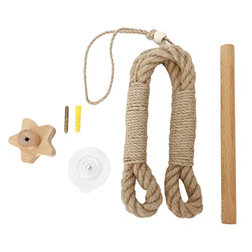 Toilet Roll Holder, Wall Mounted Hemp Rope Towel Paper Rack Wooden Stick Industrial Style Holder Adjusting Towel Holder Bathroom Organizer for Toilet Decor