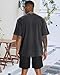 Oversized Tshirts for Men Short Sleeve Vintage Washed Basic Loose Tees, Solid Black, L