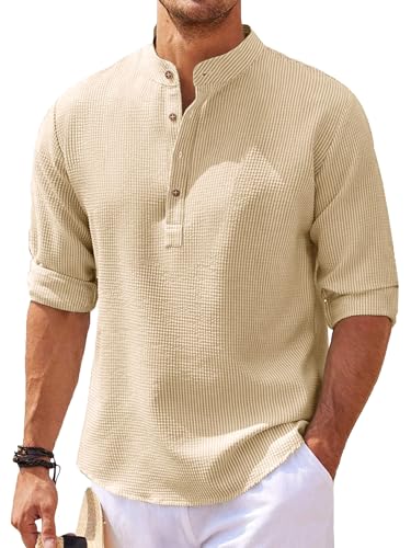 Image of Noble Monk Men Polycotton Solid Regular Shirt || Casual Plain Stylish Shirt for Man || Full Sleeve Band Collar Shirts for Men || Casual Wear for Man