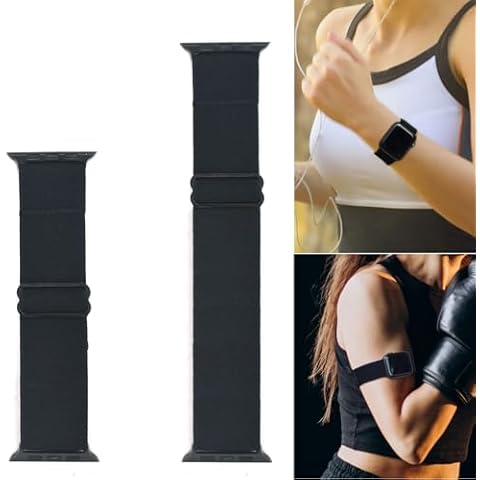Eosing Elastic Wristband Armband Strap Bundle for Compatible with 41mm Apple Watch Series 9 8 7, 40mm Apple Watch Series 6 SE 5 4 and 38mm Apple Watch Series 3 2 1 (Black, Medium) Cover
