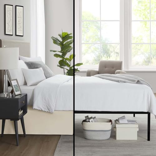 Image of Nestl Cream Bed Skirt Queen Size - Queen Bed Skirt 14 Inch Drop - Brushed Microfiber - Hotel Quality Pleated Bed Skirt - Shrinkage & Fade Resistant