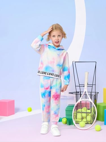 Image of Toddler Kid Girls Clothes Ribbed Color Block Long Sleeve Hoodie Sweatsuit Set Fall Outfits