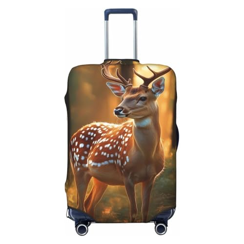 Hunting Deer Elastic Travel Luggage Cover, Washable Spandex Suitcase Protector, Anti-Scratch Fits 18-32 Inch