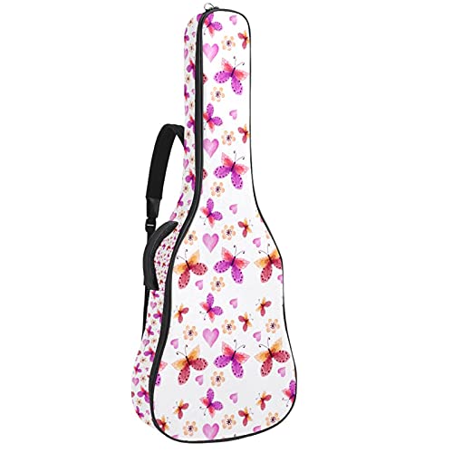 Étui de mandoline et ukulélé au motif poétique Valentine papillon rose pour musicienne nomade