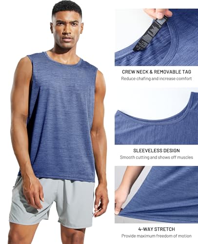 Image of MIER Men's Sleeveless Tank Top Dry Fit Workout Muscle Tee Shirt for Running Athletic Gym Sports Training, Moisture Wicking