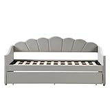 Oyemige Upholstered Daybed Sofa Bed, 3FT Single 90x190 cm, Double with Trundle, Modern Bed Frame for Living Room & Bedroom, Easy Assembly, Linen No Mattress (Grey A) - Image 8