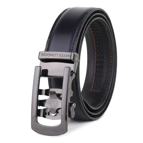 Image of HAYES LONDON Leather Ratchet Belt for Men | Adjustable No-Holes | Customizable Fit, Stylish & Effortless Buckle | Formal & Casual Wear Belts