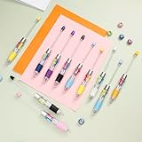 PIPITREE 20PCS Beadable Pens Bulk Beaded Pen 10 Colors Colored Plastic Black Ink Ballpoint DIY Pens Kit Pen Making Supplies for Women and Men Holiday Graduation Gifts Office School Supplies
