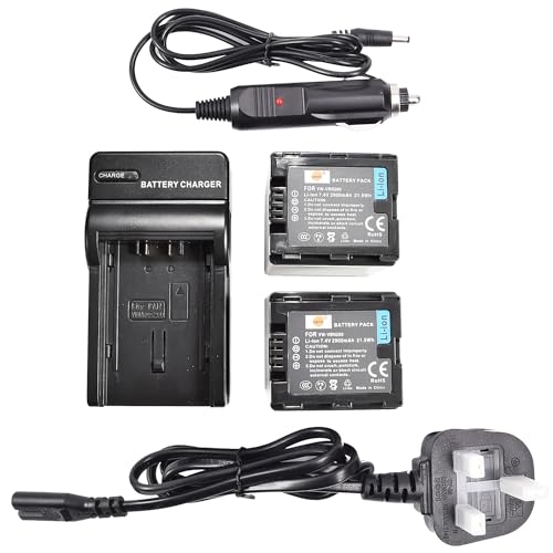 DSTE 2x VBN260 Rechargeable Li-ion Battery + Travel and Car Charger Compatible for Panasonic Lumix HC-X800 HC-X900 HC-X910 HC-X920 Camera as VW-VBN260E-K VW-VBN260E