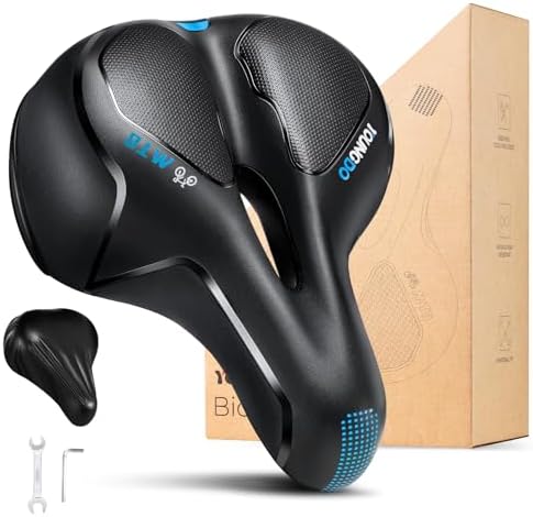 YOUNGDO Fahrradsattel, Ergonomischer Fahrrad Sattel, Fahrradsitz | Memory-Schaum, weicher, komfortabel, atmungsaktiv, stoßdämpfend, für Damen & Herren, mit wasserdichte Abdeckung