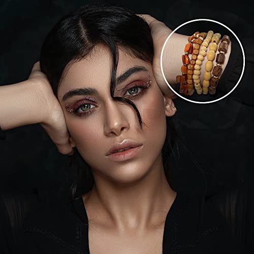 Coiris 5 Pcs Wood Beads Bracelet Bangle For Men And Women Elastic Adjustable Bracelet With Elastic Cord #TOP4