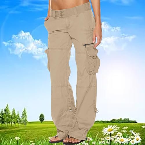 Bengbobar Women Cargo Pants High Rise Military Tactical Pants Women Baggy Pants Straight Wide Leg Trousers with Pockets3