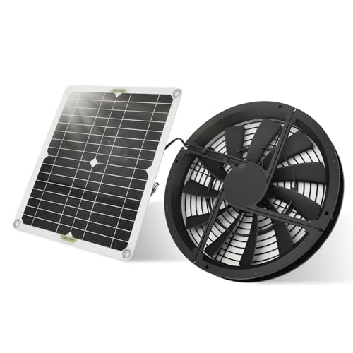 Ejoyous Ventilador solar de 100 W, panel solar, impermeable, para invernaderos, hogares, mascotas y cobertizos