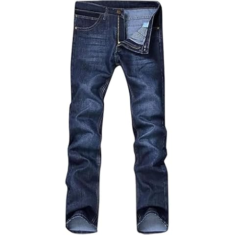 Men's Classic Relaxed Fit Jean Lightweight Straight Leg Washed Denim Jeans Retro Distressed Loose Fit Jean Pants (Blue,32) Cover