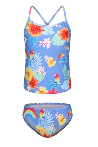 Image of Girls Two Piece Tankini Swimsuits Tie Dye Bathing Suit Kids Hawaiian Swimwear Set 3-16 Years