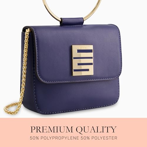 Image of Christian Siriano New York Women's Crossbody Bag Purse, Mini Flap Shoulder Handbag with Ring Handle and Chain Strap