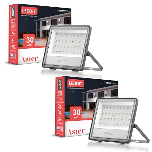 Image of Aster 30W LED Flood Light | IP66 Waterproof Outdoor Flood Light | High Brightness Security Light | Heavy Duty Aluminium Body | Cool White | 2 Year Warranty | Pack of 2