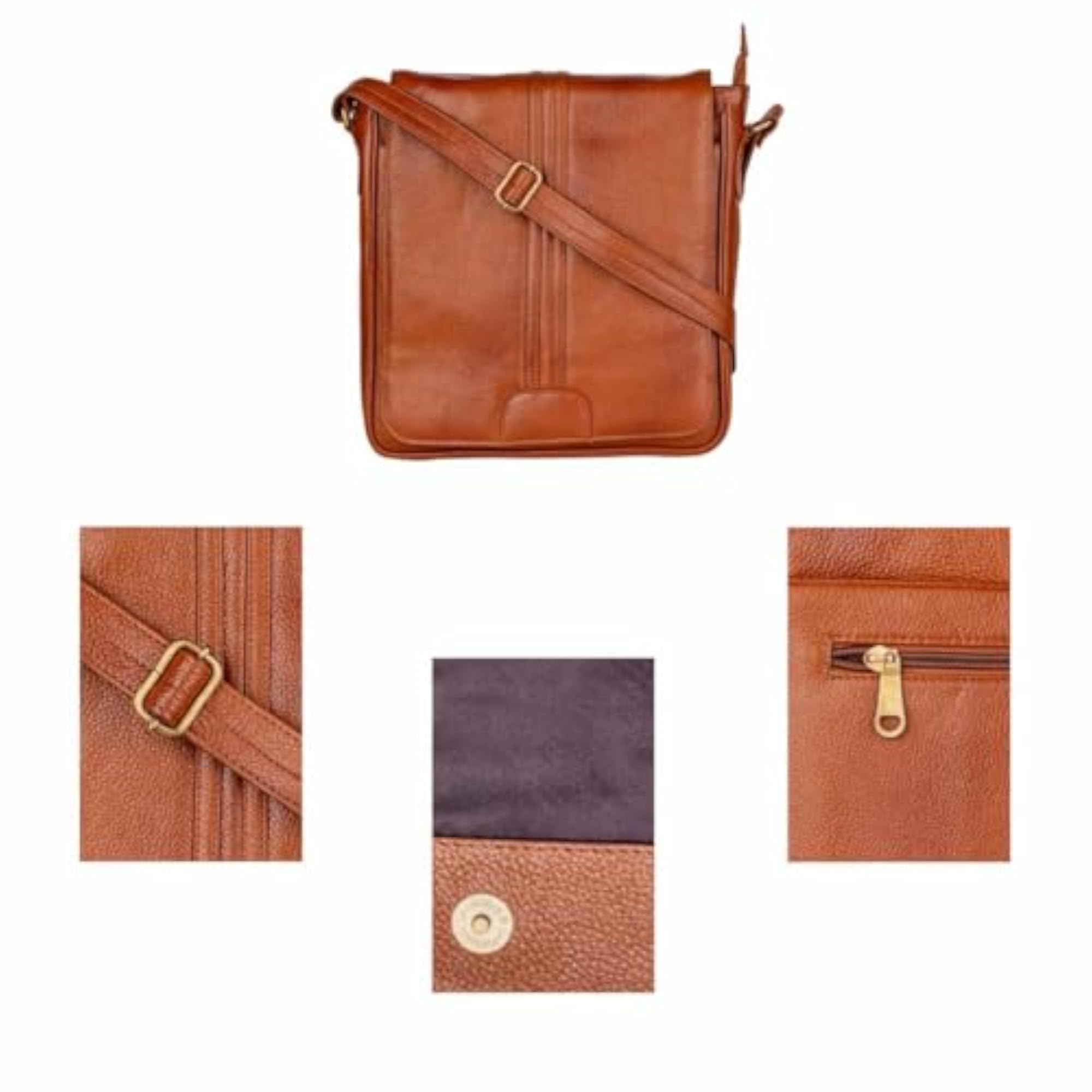 Full Grain Leather Multipurpose Crossbody Bag for Men