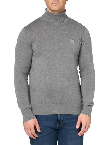 BOSS Men's Square Logo Cotton Blend Turtle Neck Sweater