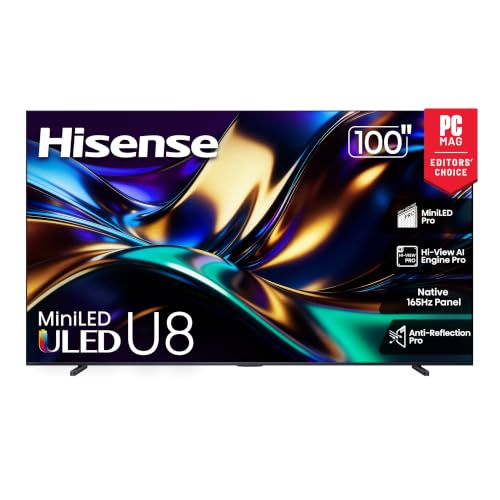Hisense 100' U8 Series ULED Mini-LED 4K UHD Smart Google TV (100U8QG) - QLED...