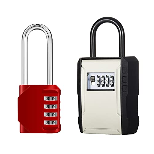 Zhege Combination Locker Lock, 4 Digit Outdoor Padlock For Gym, School, Gates, Doors, Key Lock Box For Outside, Lockbox For Keys Outdoor, 4 Digit Combination Key Box Wall Mount Or Hang On Door Knob #TOP9