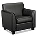 basyxamp;reg; - Tailored Black Leather Club Chair, Wood Legs, 33 x 28-3/4 x 32 - Sold As 1 Each - Thick and deep Cushions Provide Support and Comfort.