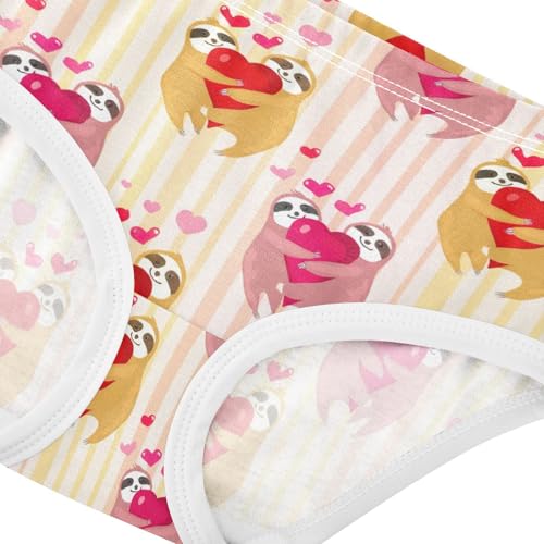 Joisal Toddler Girls Underwear 2t Cotton Panties Little Girl Aesthetic Undies Kids Briefs Cute Sloths Stripes Valentine4