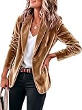 Cicy Bell Womens Casual Velvet Blazer Open Front Work Office Suit Jackets