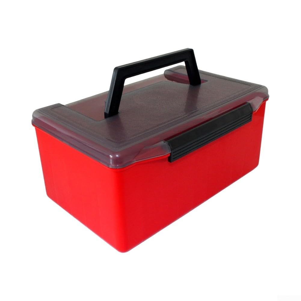 de Aparejos Portátil con Asa 27x18cm Plástico Esmerilado de(Red)