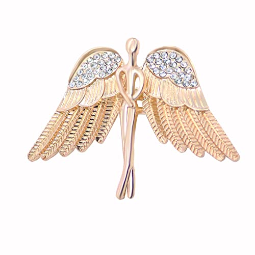 Image of Crystal Angel Wings Brooch Pin Elegant Rhinestone Statement Brooches Fashion Corsage Suit Jewelry Accessories for Men Women Gift Gold Silver Plated