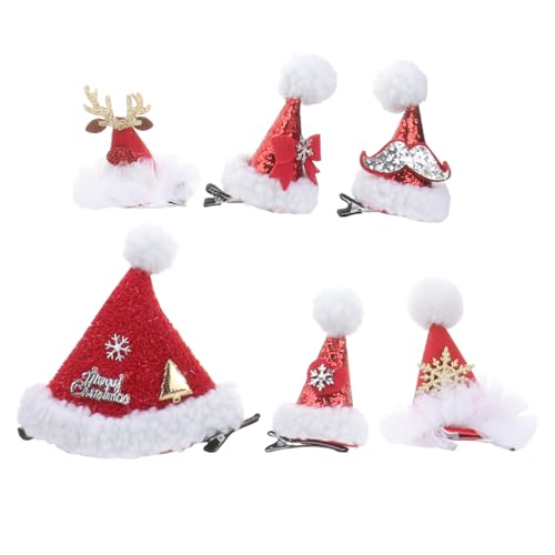 PACKOVE 6 Stück Weihnachtsmütze Haarspange Mini Weihnachtsmütze...