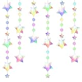 【Star Garland Streamer】Das Paket wird mit 2 Stück von 4m/ 157,4 Zoll lange Banner, und sie sind mit Mustern gestaltet von Sternen und Kreisen lang und reich genug,langlebig und wiederverwendbar um Ihre Party und Ihr Zimmer zu dekorieren.