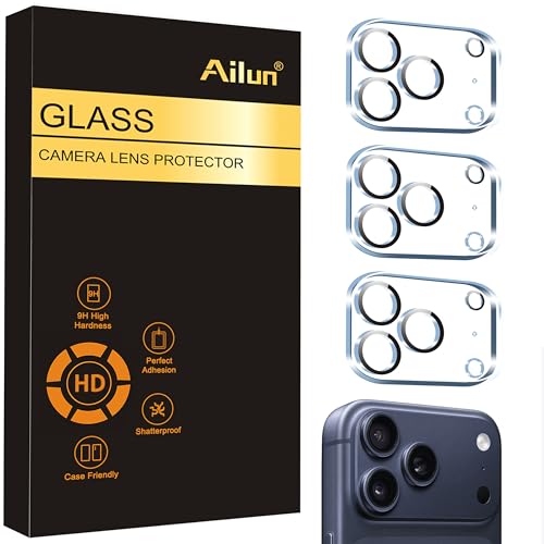 Ailun 3 Pack Camera Lens Protector for iPhone 17 Pro,Tempered Glass,9H Hardness,Ultra HD,Anti-Scratch,Case Friendly,Does not Affect Night Shots[Not for iPhone 17/17 Pro Max/iPhone Air]