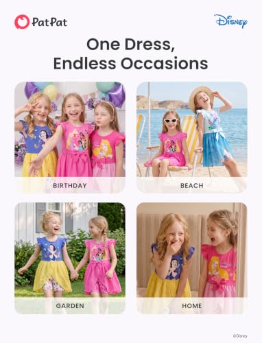 Image of Disney Princess Frozen Elsa Minnie Mouse Stitch Toddler Girl Romper With Skirt Overlay Summer Jumpsuit with Bow 2-6 Years
