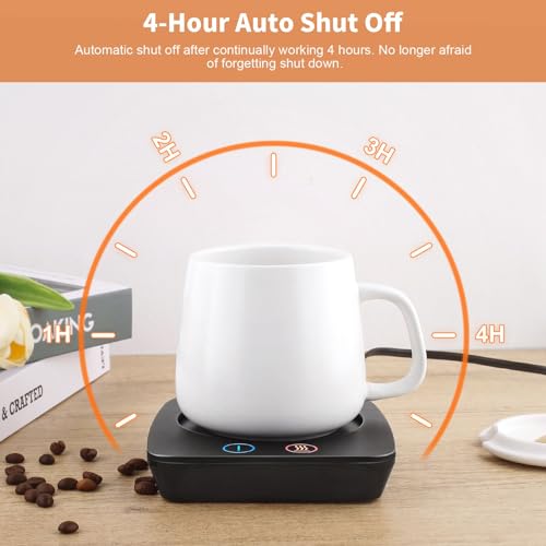 Image of VOBAGA Mug Warmer& Coffee Mug Warmer for Office Desk Use, Candle Warmer with Three Temperature Settings, Coffee Warmer Plate for Cocoa Tea Water Milk with Auto Shut Off After 4 Hours, for Ideal Gifts
