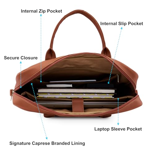 Image of Caprese Shawn Medium 16 Inch Laptop Bag for Women | Stylish 9L Business Handbag with Smart Sleeve & Back Zipper Pocket | Adjustable & Detachable Strap for Office Use