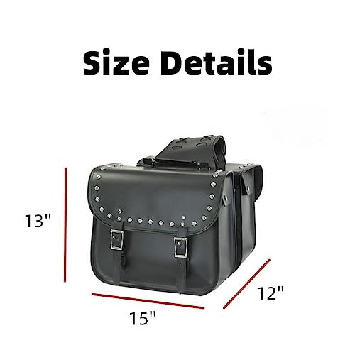 Alforjas para motocicleta GARGOYLE BELLS de PVC negro estilo 2 con tachuelas, impermeables, 15"x15"x12" miniatura 2