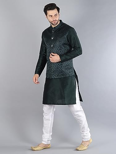 Image of Uri and MacKenzie Men's Silk Blend Kurta Pajama with Designer Ethnic Nehru Jacket /Modi Jacket