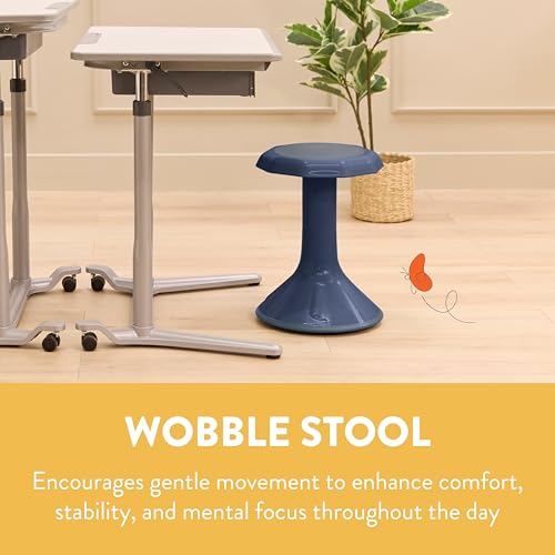 Image of Back2School Express Wobble Sensory Stool for Classroom - 18 inch Active Flexible Seating Chair for Kids, 220lb Capacity, GREENGUARD Gold Certified, Navy