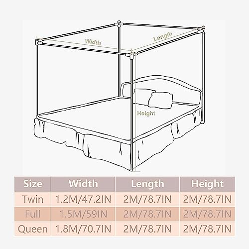 Marco de cama con dosel Queen de 4 postes para dormitorio completo 7