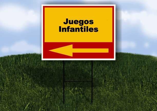 Juegos Infantiles Spanish Red Yellow Left Arrow 1 Single Sided 18x24 in Yard Road Sign wStand