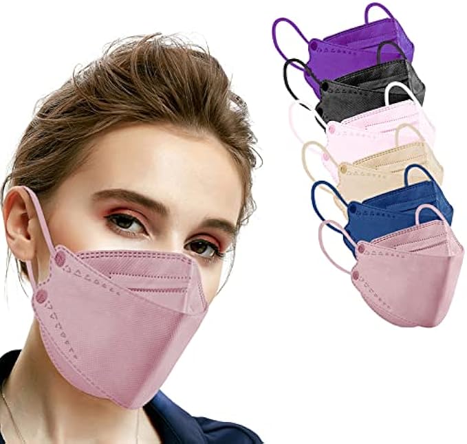 60PCS Multicolor KF94 Mask, 4 Layers Non-woven KF94 Face Masks 3D Fish Type Protection for Adult Women Men 6 Color