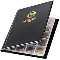 200 Pockets Coin Album - Coin Collecting Book with 10 Pages, 33x33 mm Grid Holder for Pounds Pence Cents Dollars Nickel (Black) CS48200BK