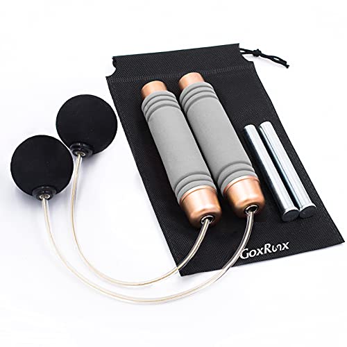 Weighted Ropeless Jump Rope, Adjustable Cordless Skipping Rope Tangle-Free Jump Ropes for Fitness, Exercise and Workout-270g Blocks (Grey)