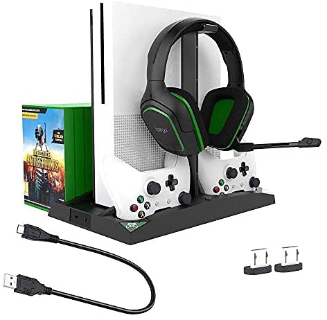 TwiHill 6 em 1 Suporte vertical multifuncional com carregador de controlador duplo Ventiladores de r