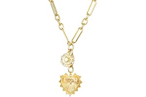 Unilogue Sun Heart Shape Zircon Inlaid Thick Chain Choker