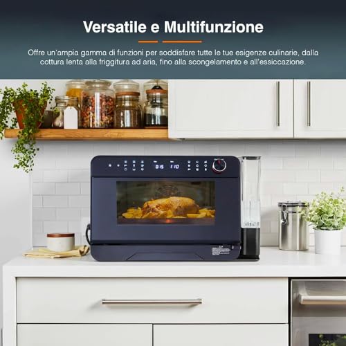 Avilia Dampfgarer mit integrierter Luftfritteuse 25 l, ideal zum Dampfgaren, Frittieren mit Luft, Rösten, Auftauen, Fermentieren von LCD-Display
